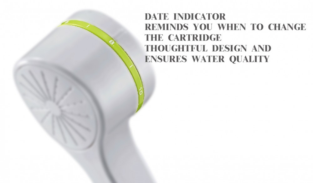 WALL-MOUNT SHOWER DATE INDICATOR REMINDS YOU WHEN TO CHANGE THE CARTRIDGE THOUGHTFUL DESIGN AND ENSURES WATER QUALITY