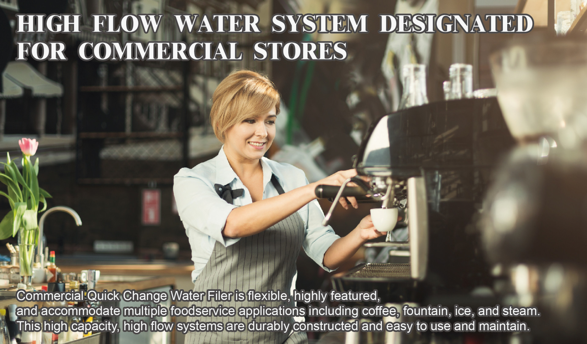 WATER PURIFIER HIGH FLOW WATER SYSTEM DESIGNATED FOR COMMERCIAL STORES