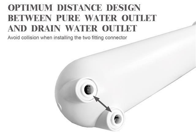 HOUSING OPTIMUM DISTANCE DESIGN BETWEEN PURE WATER OUTLET AND DRAIN WATER OUTLET