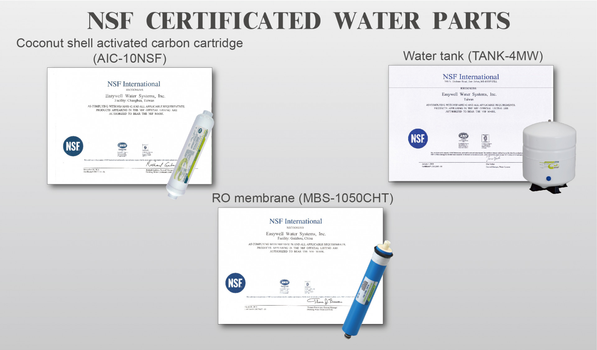 RO SYSTEM NSF CERTIFICATED WATER PARTS