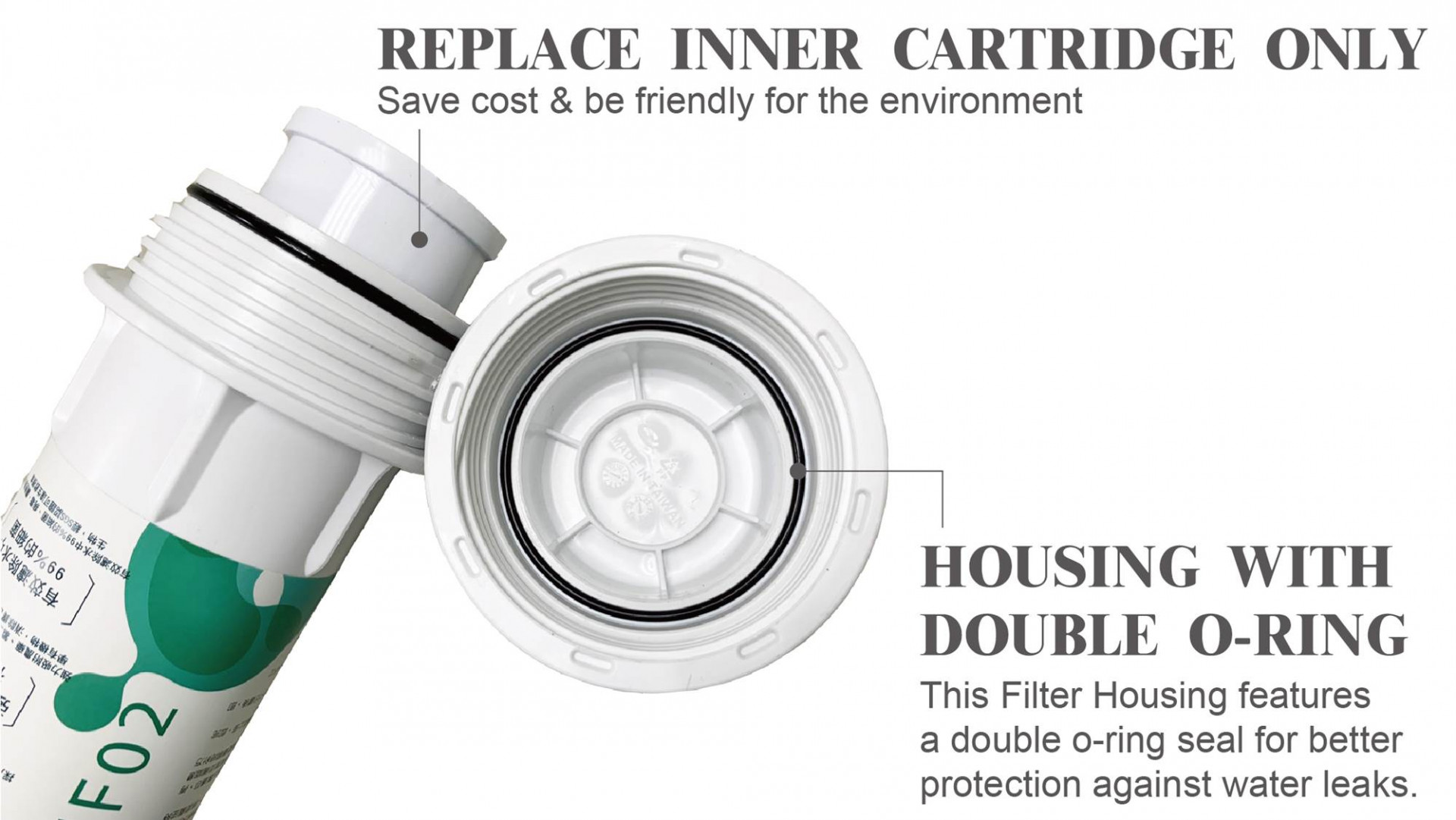 WATER PURIFIER HOUSING WITH DOUBLE O-RING
