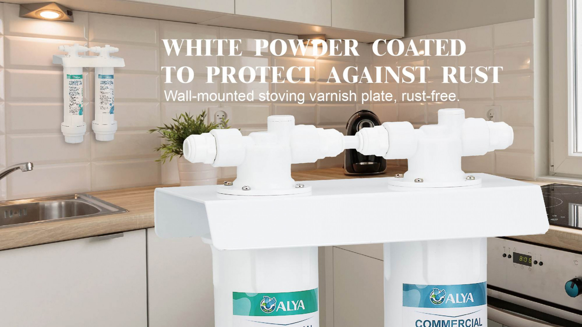 WATER PURIFIER WHITE POWDER COATED TO PROTECT AGAINST RUST